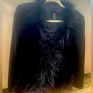 Velvet Blazer with Feather Collar trim Size 10